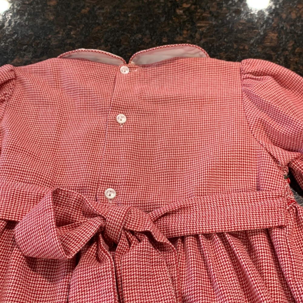 Carriage Boutique red Smocked Dress with White Collar. Perfect for the holidays! - Picture 3 of 4